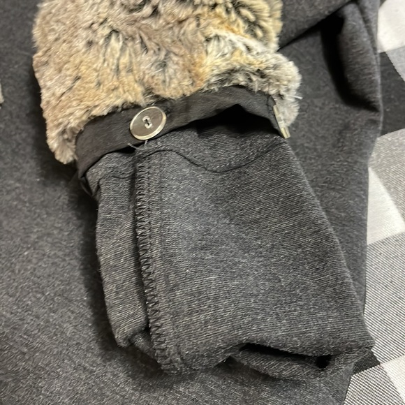 Joseph Ribkoff Long Open Front Lined Jacket Fur Cuffs Cardigan Blazer Coat 8 - Picture 14 of 16